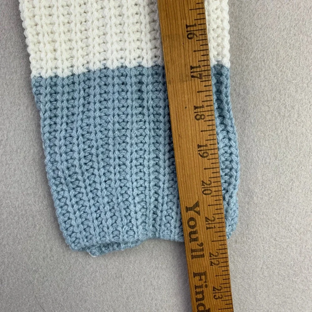 Moon & Madison Colorblock Stripe Sweater Women Small Blue Green White Knit Crop